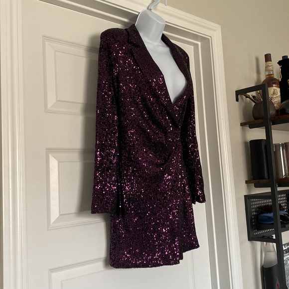 Zara Dresses Zara Sequin Blazer Dress Im Purple Poshmark